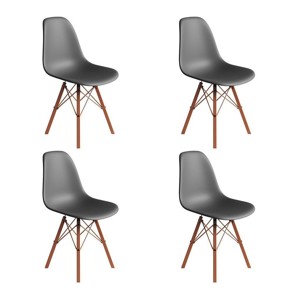 Conjunto 4 Cadeiras Eames Estilo Moderno Em Ferro Cobre Com Assento Cinza - 1