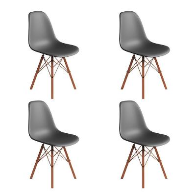 Conjunto 4 Cadeiras Eames Estilo Moderno Em Ferro Cobre Com Assento Cinza