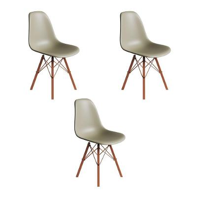 Conjunto 3 Cadeiras Eames Estilo Moderno Em Ferro Cobre Com Assento Fendi