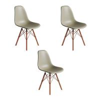 Conjunto 3 Cadeiras Eames Estilo Moderno Em Ferro Cobre Com Assento Fendi - 1
