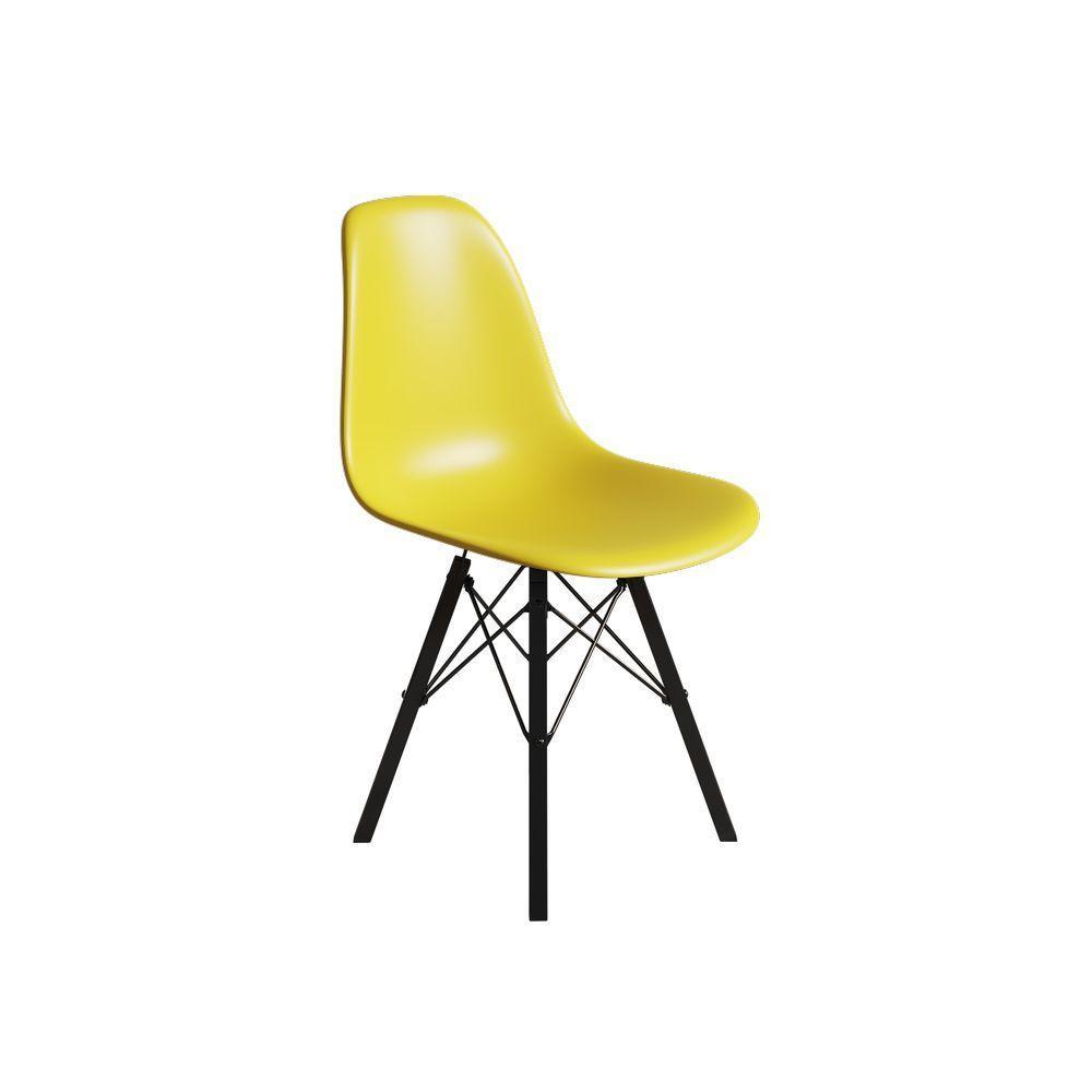 Conjunto 2 Cadeiras Eames Estilo Moderno Em Ferro Preto Com Assento Amarelo - 5