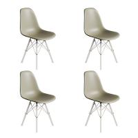 Conjunto 4 Cadeiras Eames Estilo Moderno Em Ferro Branco Com Assento Fendi - 1
