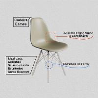 Conjunto 4 Cadeiras Eames Estilo Moderno Em Ferro Branco Com Assento Fendi - 3