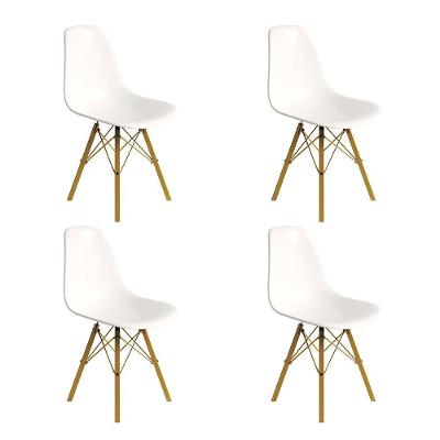 Conjunto 4 Cadeiras Eames Design Moderno Tubo De Ferro Dourado Assento Branco