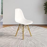 Conjunto 4 Cadeiras Eames Design Moderno Tubo De Ferro Dourado Assento Branco - 2
