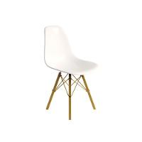 Conjunto 4 Cadeiras Eames Design Moderno Tubo De Ferro Dourado Assento Branco - 5