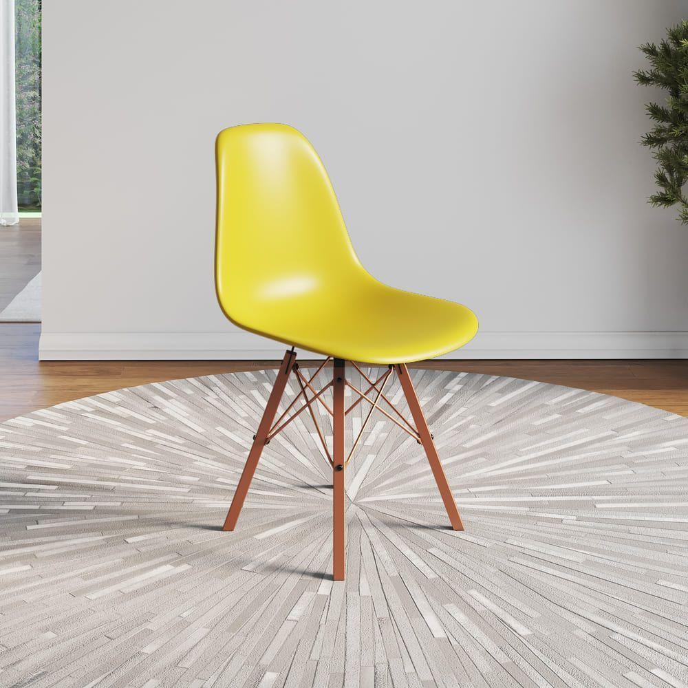 Conjunto 2 Cadeiras Eames Estilo Moderno Em Ferro Cobre Com Assento Amarelo - 2