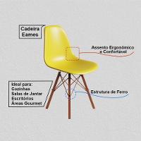 Conjunto 2 Cadeiras Eames Estilo Moderno Em Ferro Cobre Com Assento Amarelo - 3