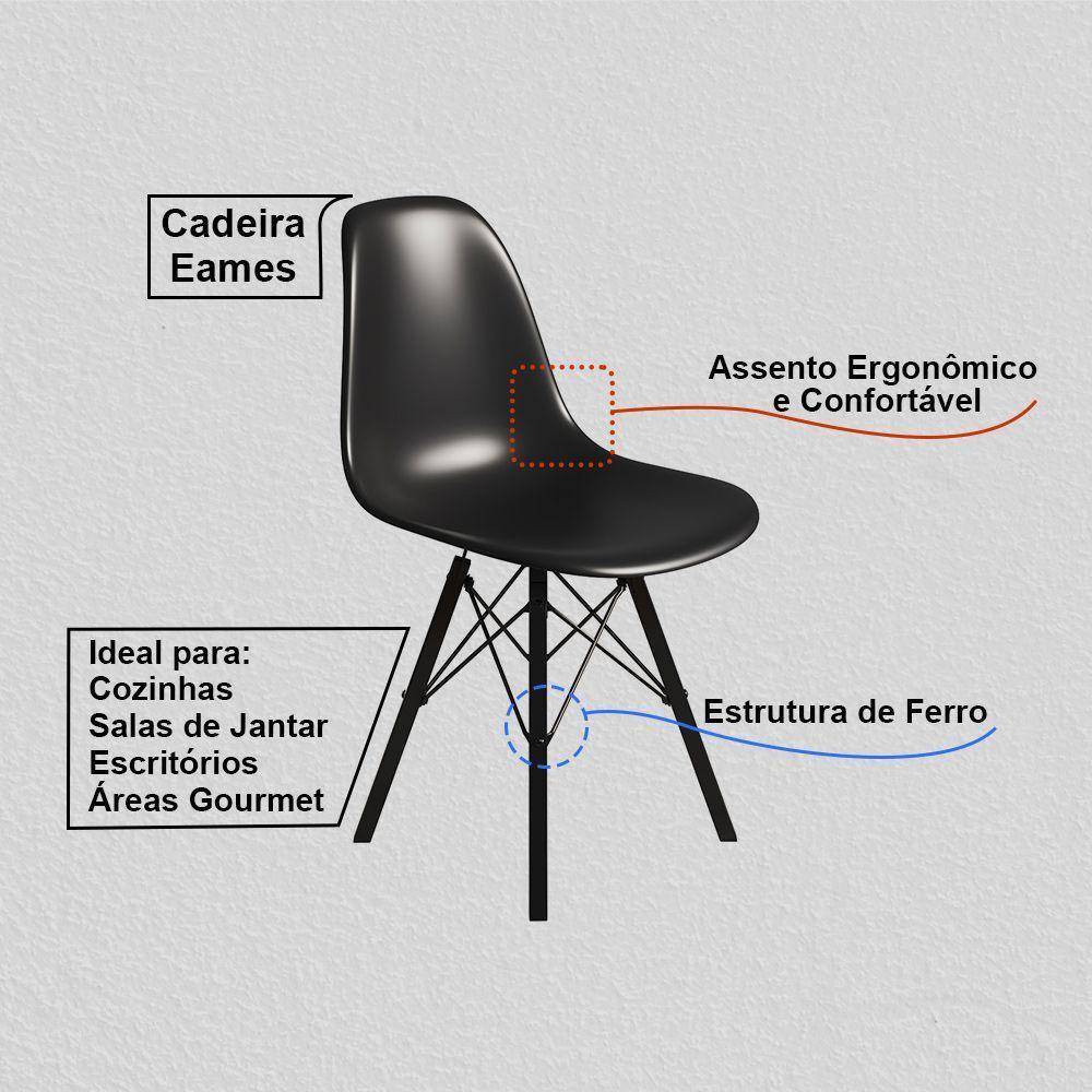 Cadeira Eames Tubo Ferro Preto Assento Preto - 2