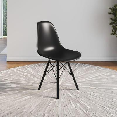 Cadeira Eames Tubo Ferro Preto Assento Preto