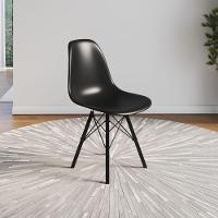 Cadeira Eames Tubo Ferro Preto Assento Preto - 1
