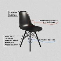 Cadeira Eames Tubo Ferro Preto Assento Preto - 2