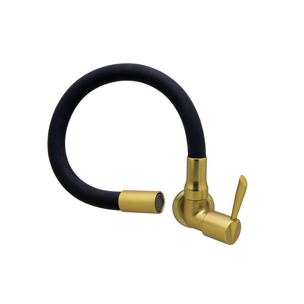 Torneira De Cozinha/banheiro Parede Flexível Preta E Dourada ¼ De Volta 3068 C61 - 4