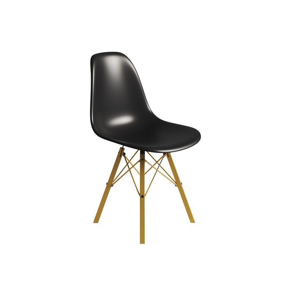 Conjunto 2 Cadeiras Eames Tubo Ferro Dourado Assento Preto - 5