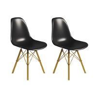 Conjunto 2 Cadeiras Eames Tubo Ferro Dourado Assento Preto - 1