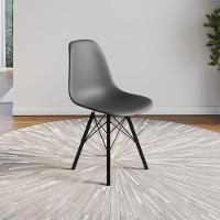 Conjunto 4 Cadeiras Eames Estilo Moderno Em Ferro Preto Com Assento Cinza - 2