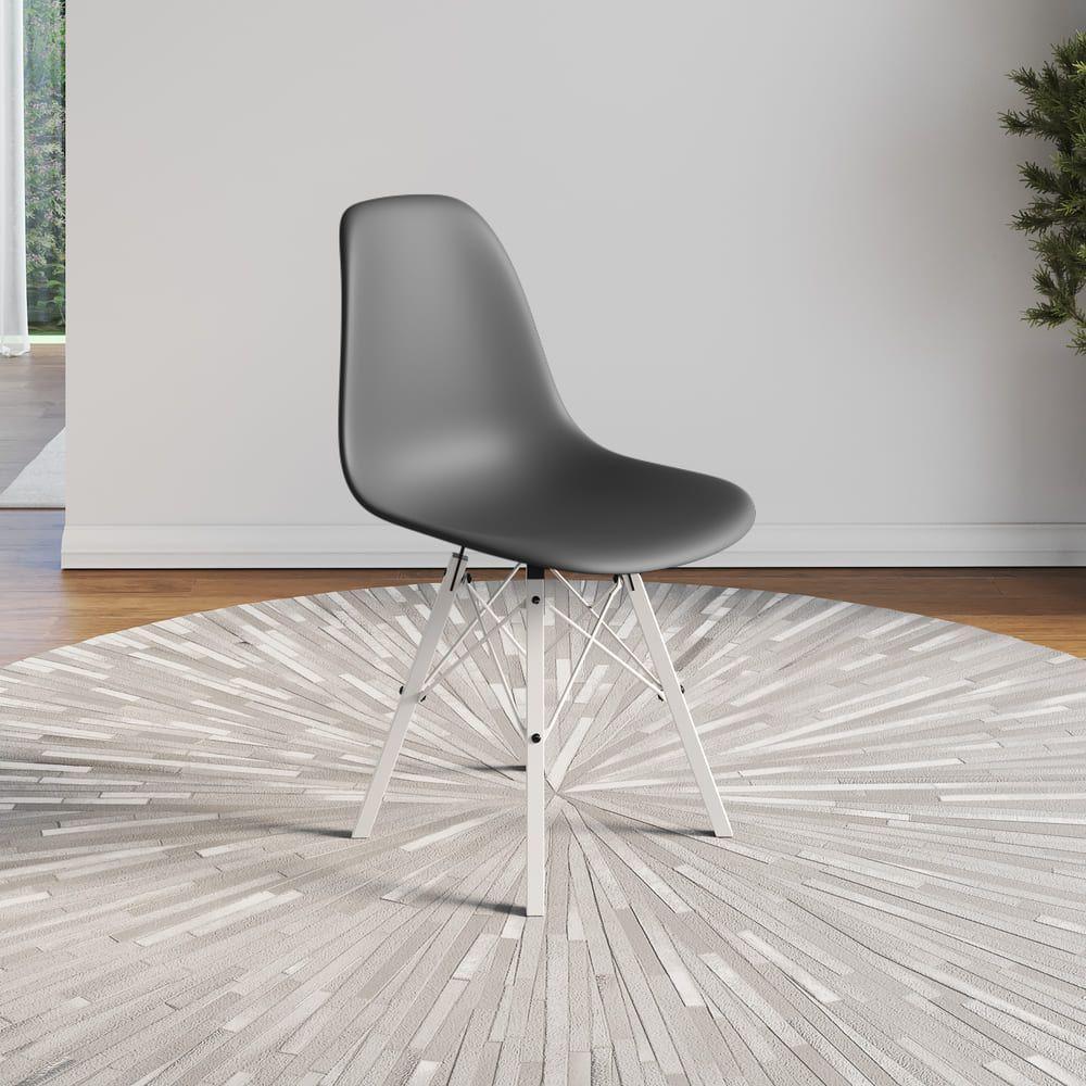 Conjunto 4 Cadeiras Eames Estilo Moderno Em Ferro Branco Com Assento Cinza - 2