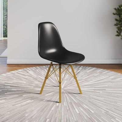 Cadeira Eames Tubo Ferro Dourado Assento Preto