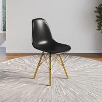 Cadeira Eames Tubo Ferro Dourado Assento Preto - 1