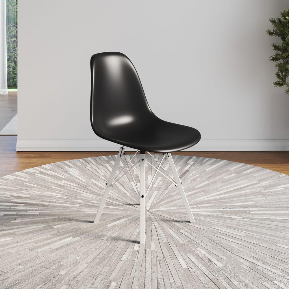 Conjunto 2 Cadeiras Eames Tubo Ferro Branco Assento Preto - 2