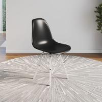 Conjunto 2 Cadeiras Eames Tubo Ferro Branco Assento Preto - 2