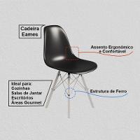 Conjunto 2 Cadeiras Eames Tubo Ferro Branco Assento Preto - 3