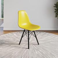 Conjunto 4 Cadeiras Eames Estilo Moderno Em Ferro Preto Com Assento Amarelo - 2