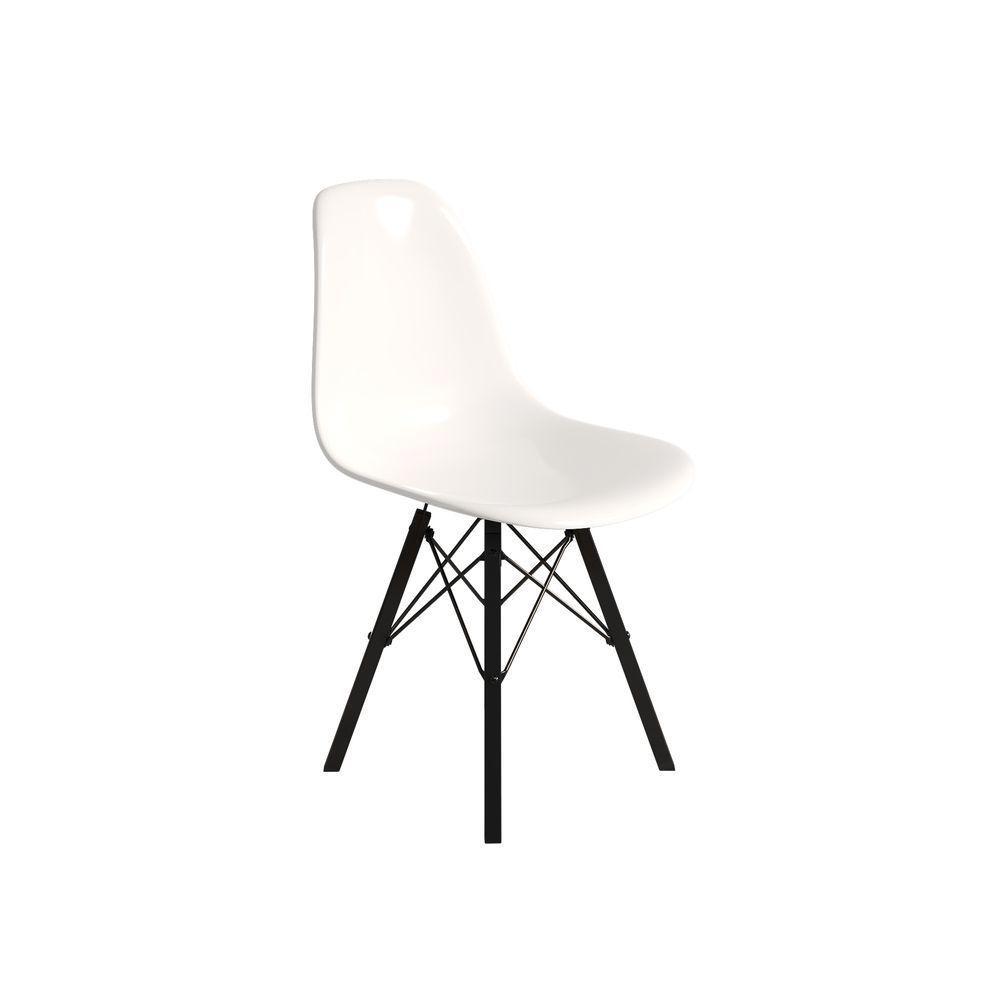 Conjunto 4 Cadeiras Eames Design Moderno Tubo De Ferro Preto Assento Branco - 5