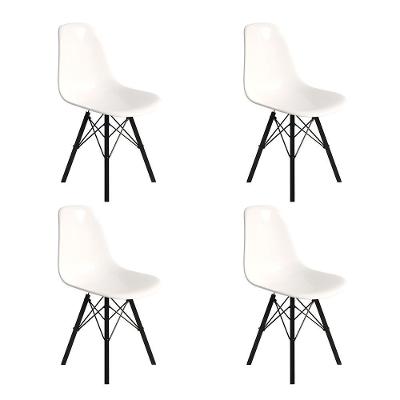 Conjunto 4 Cadeiras Eames Design Moderno Tubo De Ferro Preto Assento Branco