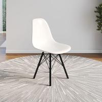 Conjunto 4 Cadeiras Eames Design Moderno Tubo De Ferro Preto Assento Branco - 2