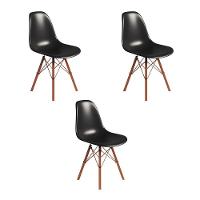 Conjunto 3 Cadeiras Eames Tubo Ferro Cobre Assento Preto - 1