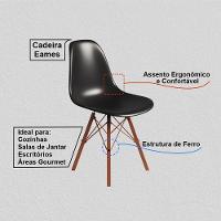 Conjunto 3 Cadeiras Eames Tubo Ferro Cobre Assento Preto - 3