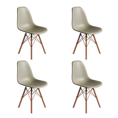 Conjunto 4 Cadeiras Eames Estilo Moderno Em Ferro Cobre Com Assento Fendi