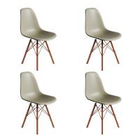 Conjunto 4 Cadeiras Eames Estilo Moderno Em Ferro Cobre Com Assento Fendi - 1