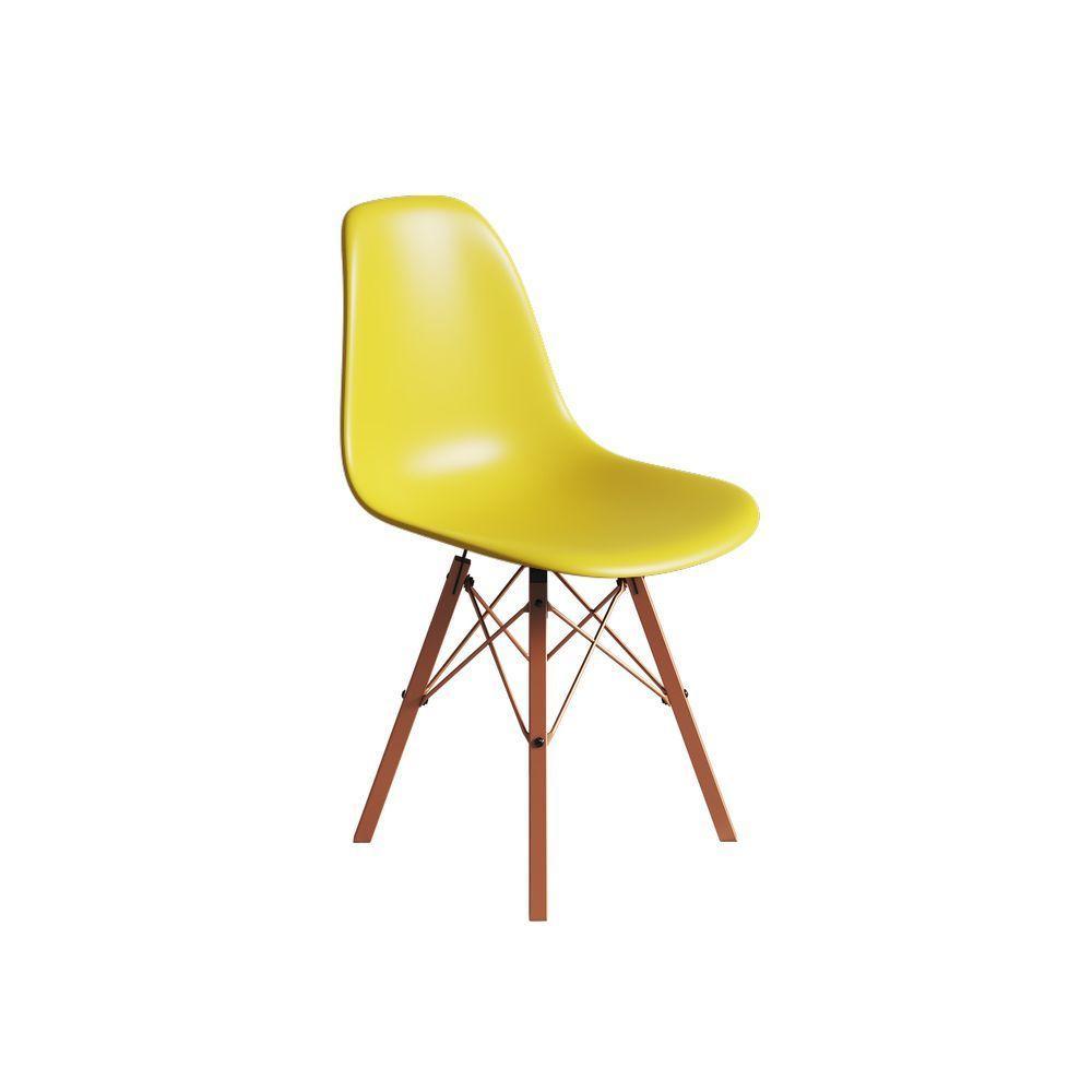 Cadeira Eames Estilo Moderno Em Ferro Cobre Com Assento Amarelo - 3