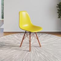 Cadeira Eames Estilo Moderno Em Ferro Cobre Com Assento Amarelo - 1