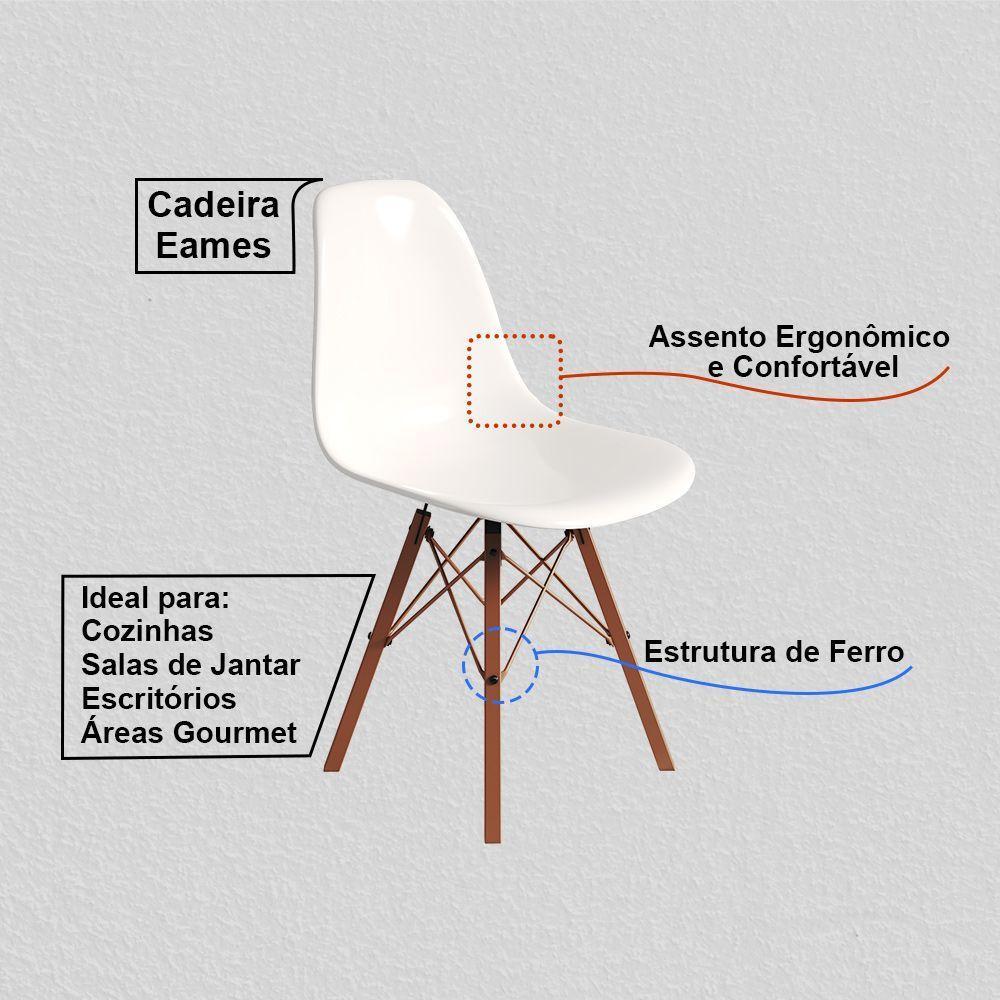 Cadeira Eames Design Moderno Tubo De Ferro Cobre Assento Branco - 2