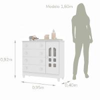 Quarto De Bebê Cômoda Com Fraldário Guarda Roupa 3 Portas Mirelle Branco Carolina Baby - 7
