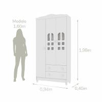 Quarto De Bebê Cômoda Com Fraldário Guarda Roupa 3 Portas Mirelle Branco Carolina Baby - 9