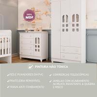 Quarto De Bebê Cômoda Com Fraldário Guarda Roupa 3 Portas Mirelle Branco Carolina Baby - 10