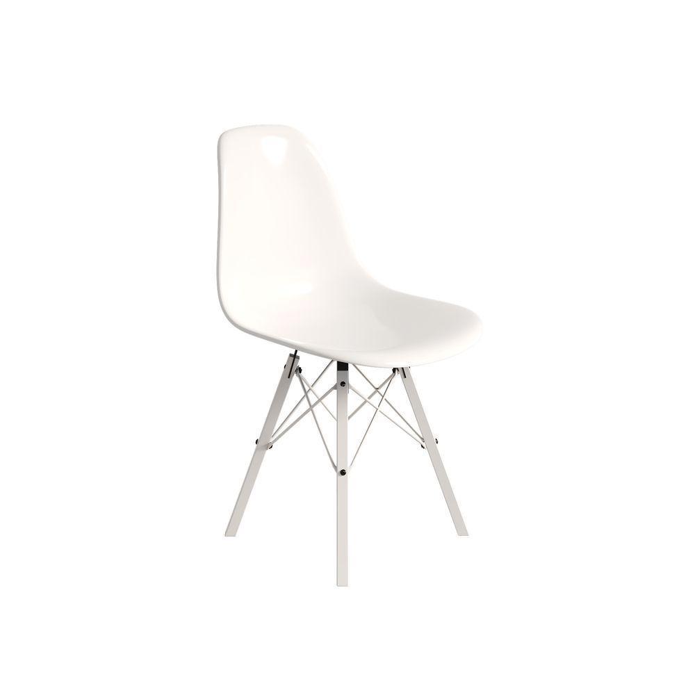 Conjunto 4 Cadeiras Eames Design Moderno Tubo De Ferro Branco Assento Branco - 5