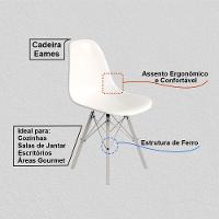 Conjunto 4 Cadeiras Eames Design Moderno Tubo De Ferro Branco Assento Branco - 3