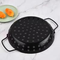 Panela Churrasqueira Fritadeira Grelha Antiaderente Cesto Churrasco Legumes Camarao Peixe Grelhado Com Alca Preta - 9