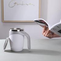 Caneca Mixer Automatica 400ml Copo Misturador Magnetico Shake Liquidificador Portatil Luxo Trabalho Branco