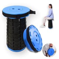 Cadeira Banco Dobravel Alca Bolsa Banqueta Retratil Acampamento Praia Pesca Fila Idoso Crinca Adulto Azul - 1