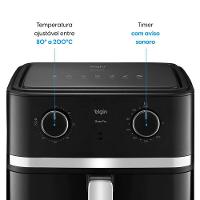 Fritadeira Air fryer Gran Fry 8 Litros 1.750W Preta Grelha Removível 220V