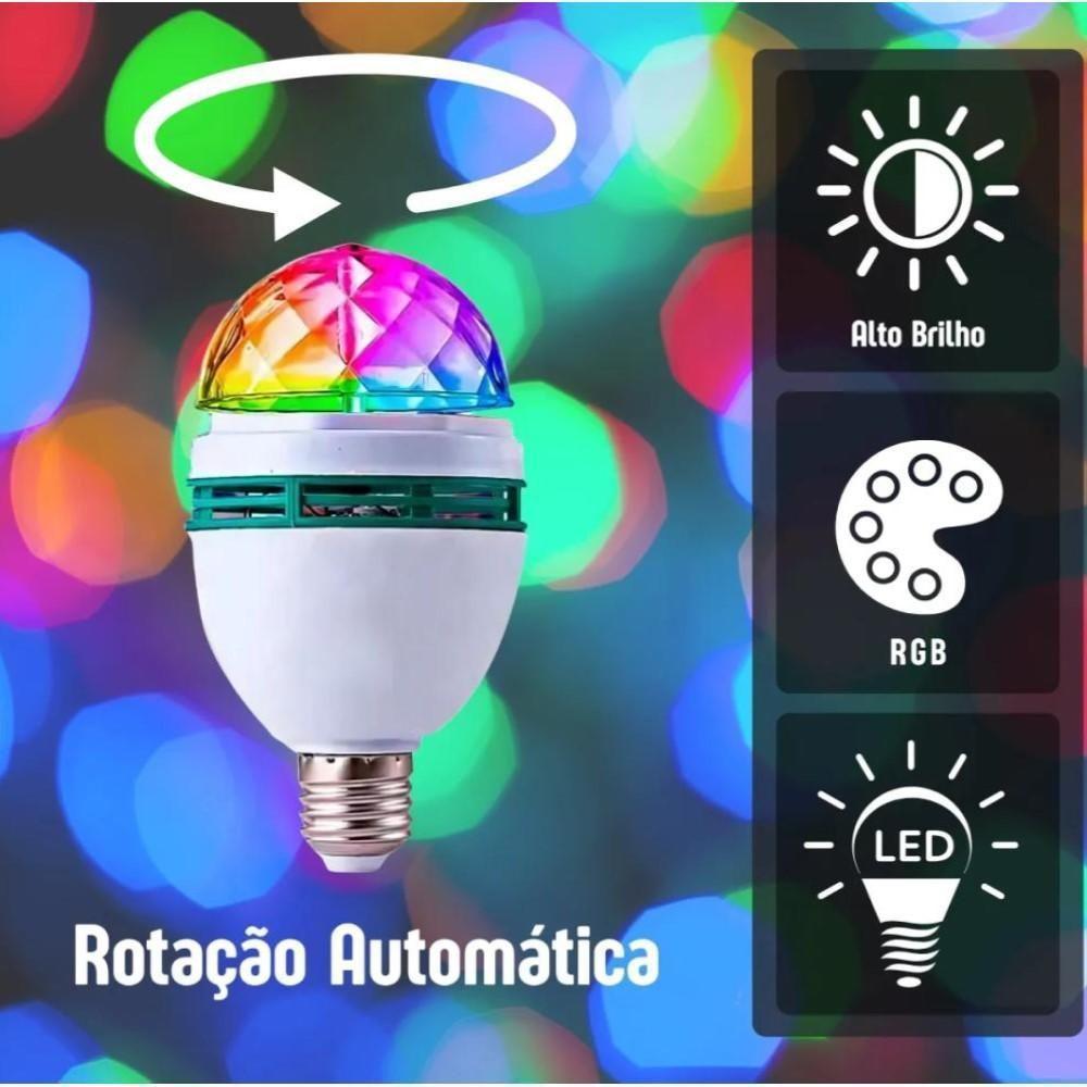 Lampada Led Luz Muda Cor Festa Rgb Giratoria Strobo Cromoterapia Colorida Globo Discoteca Luminacao Bivolt - 2