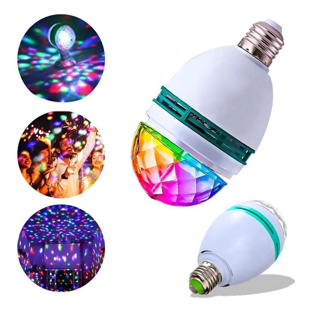 Lampada Led Luz Muda Cor Festa Rgb Giratoria Strobo Cromoterapia Colorida Globo Discoteca Luminacao Bivolt - 8