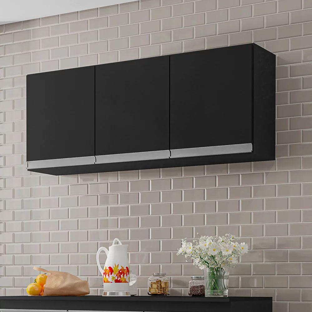 Armario Aéreo Geladeira 120cm Andréia 2 Portas Ajl Móveis Preto - 2