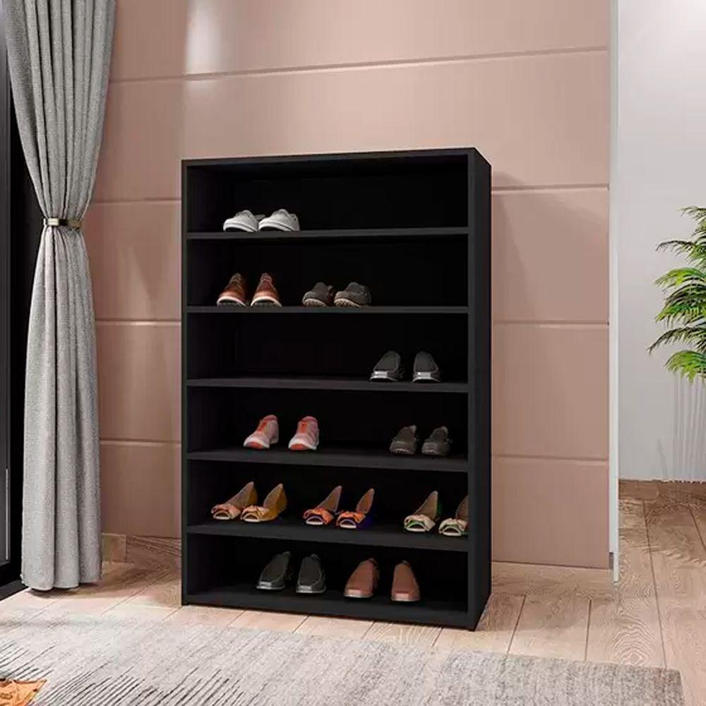 Sapateira Para Quarto 5 Prateleiras Lais Ajl Móveis Preto - 2